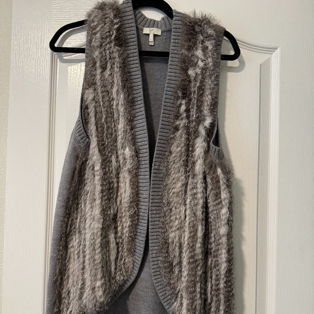 Joie Gray Rabbit Fur Front Sweater Vest – Size L